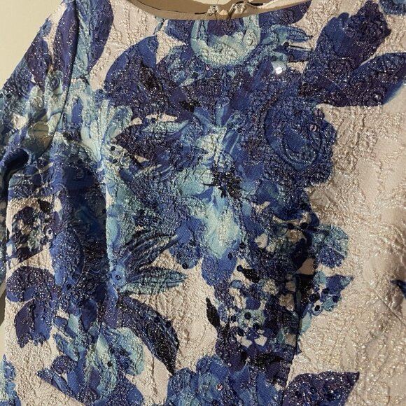 Adrianna Papell Womens Size 2 Multicolor Floral Brocade Sheath Cocktail Dress - Picture 4 of 10